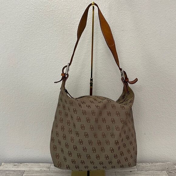 Dooney & Bourke Vintage Canvas and Leather Shoulder Bag - Picture 1 of 15